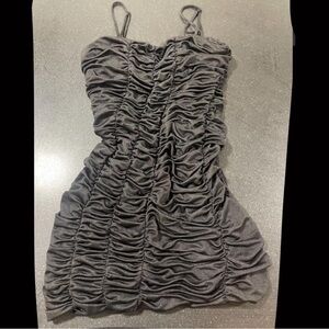 Ruched Black Mini Dress